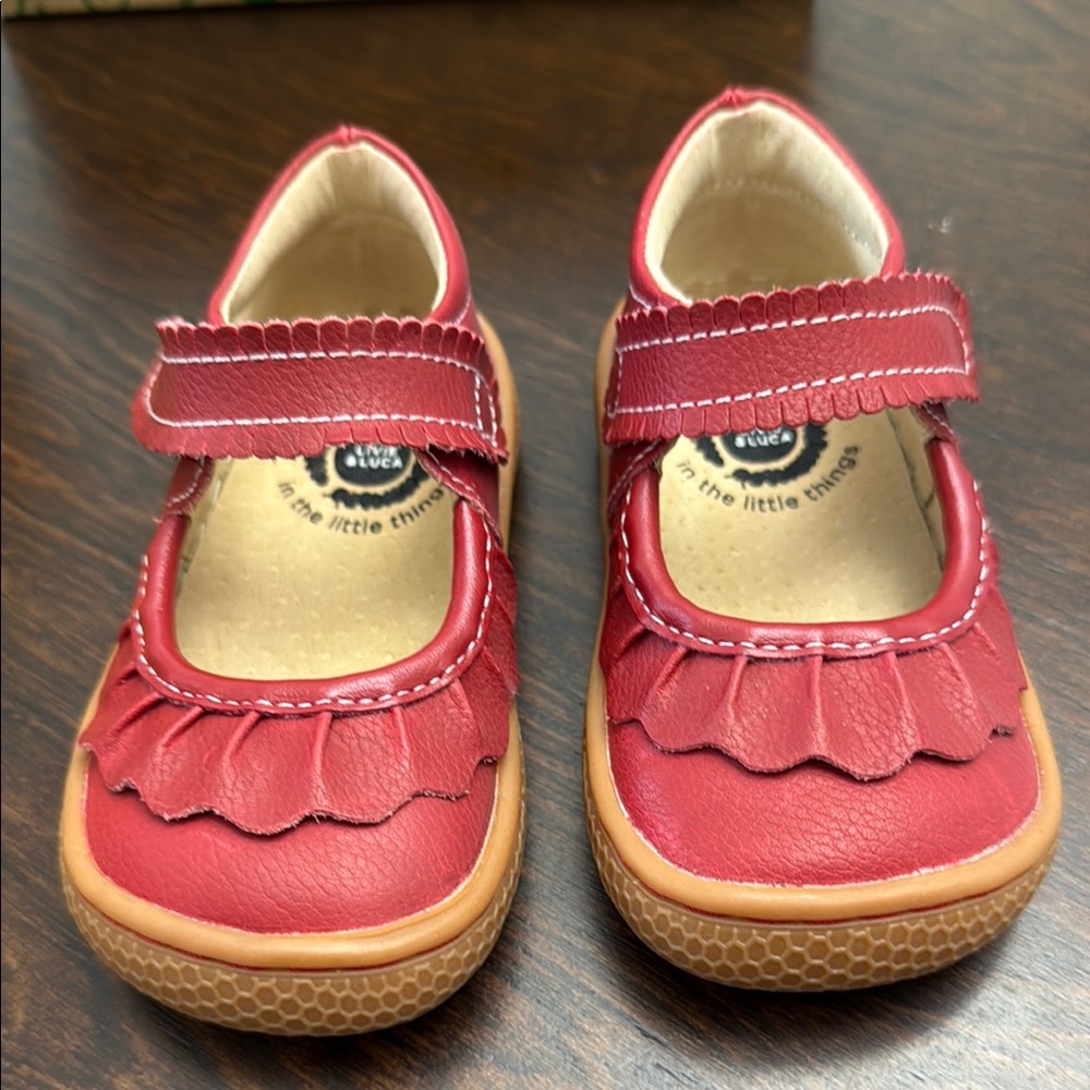 Livie & Luca Red Dress Shoes with Scalloped Detail